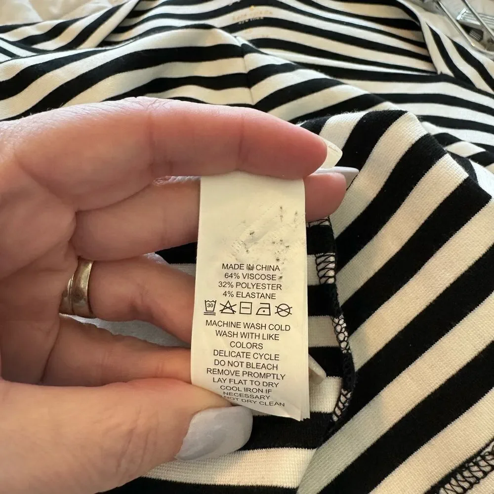 Kate Spade Broome Street Black White Stripe Ponte Knit Dress Size XS